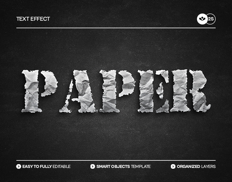 Crumpled Paper Text Effect crumpled effect graphic design illustration paper photoshop solasome template text