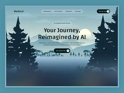 AI Powered Travel Planning – Landing Page booking branding design destination search ui explore page ui flight application hotel booking interface landing page ui modern web design product product design service smart travel ui travel booking travel planning ui ui design ui ux web design website ui