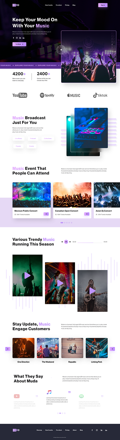 Music Website Landing page app branding design graphic design illustration logo ui ux