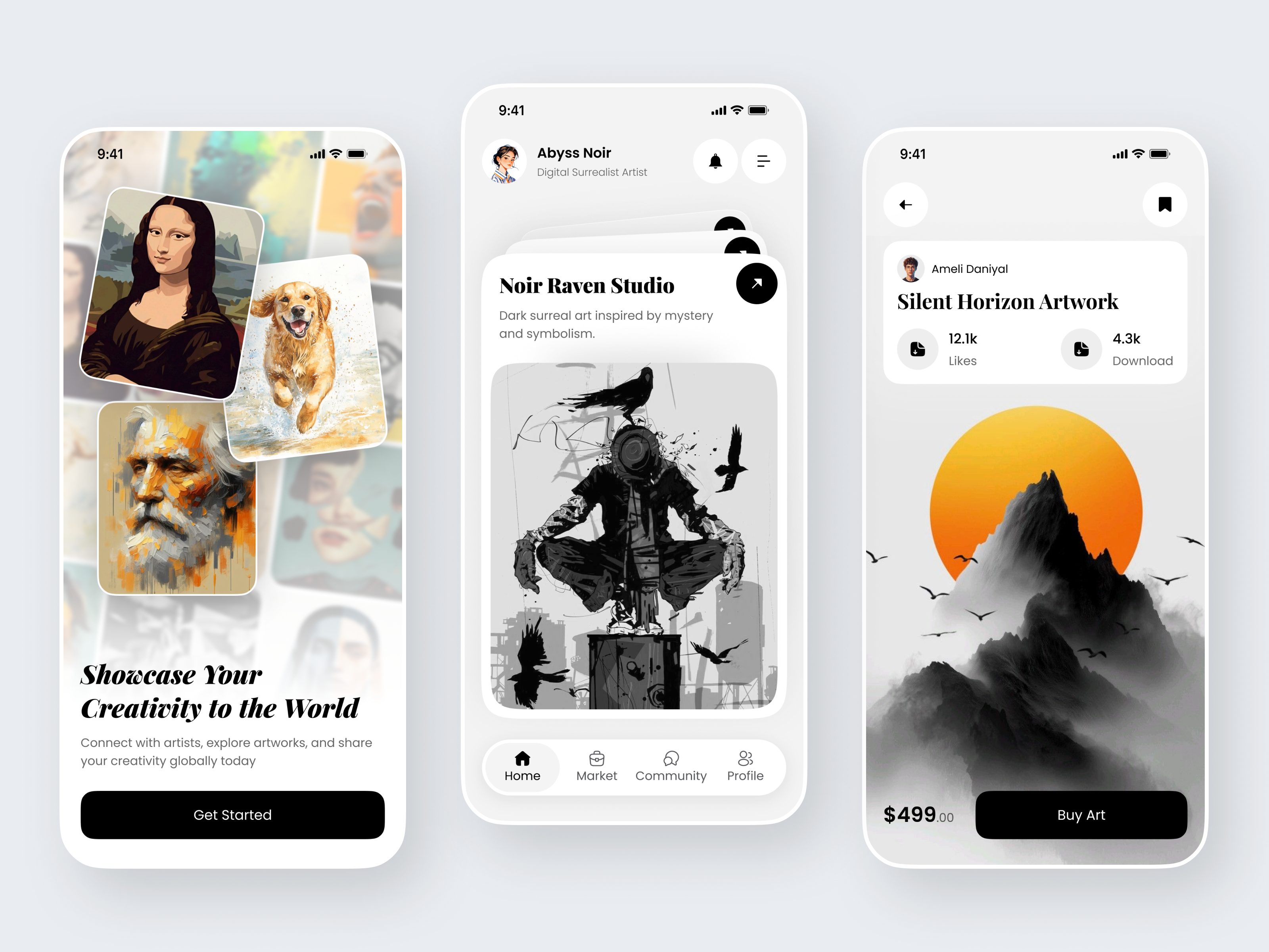 Art Marketplace Mobile App UI – Digital Artwork Showcase