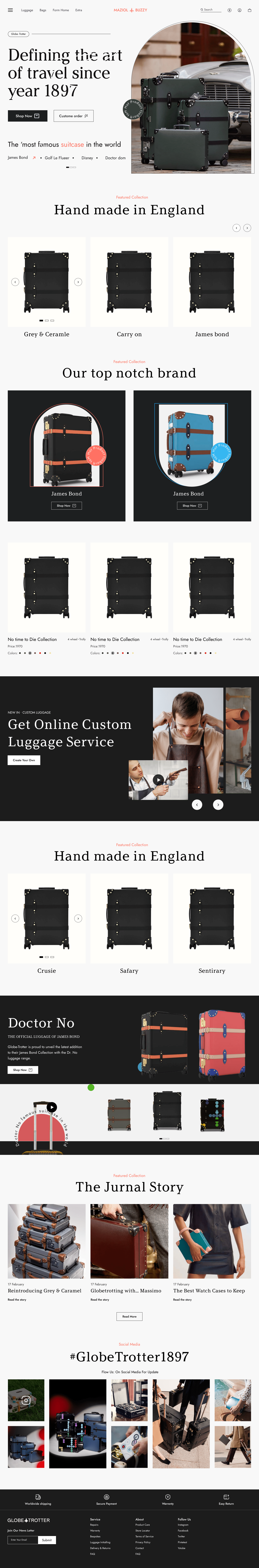 Luxury Luggage – Travel Brand Landing Page branding graphic design landing page luxary brand modern landing page ui