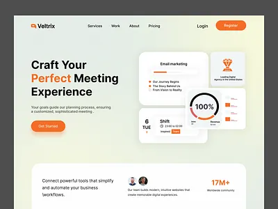Veltrix – Modern Digital Agency Landing Page UI agencywebsite dashboardui herosection landingpage minimaldesign modernui saasdesign uidesign uiux webdesign