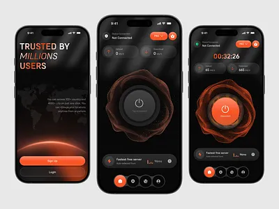 Next-Gen VPN Mobile App UI Design app design cybersecurity minimal ui mobile app modern ui secure vpn ui design ux design vpn