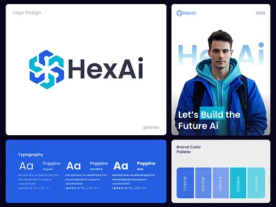 Hexai - Modern Ai Tech Saas logo Design ai logo artificial intelligence brand guidelines branding creative logo dribbble design geometric logo hexagon logo letter i logo logo design logo designer logo inspiration minimal logo modern logo saas logo startup logo tech logo unique logo visual identity