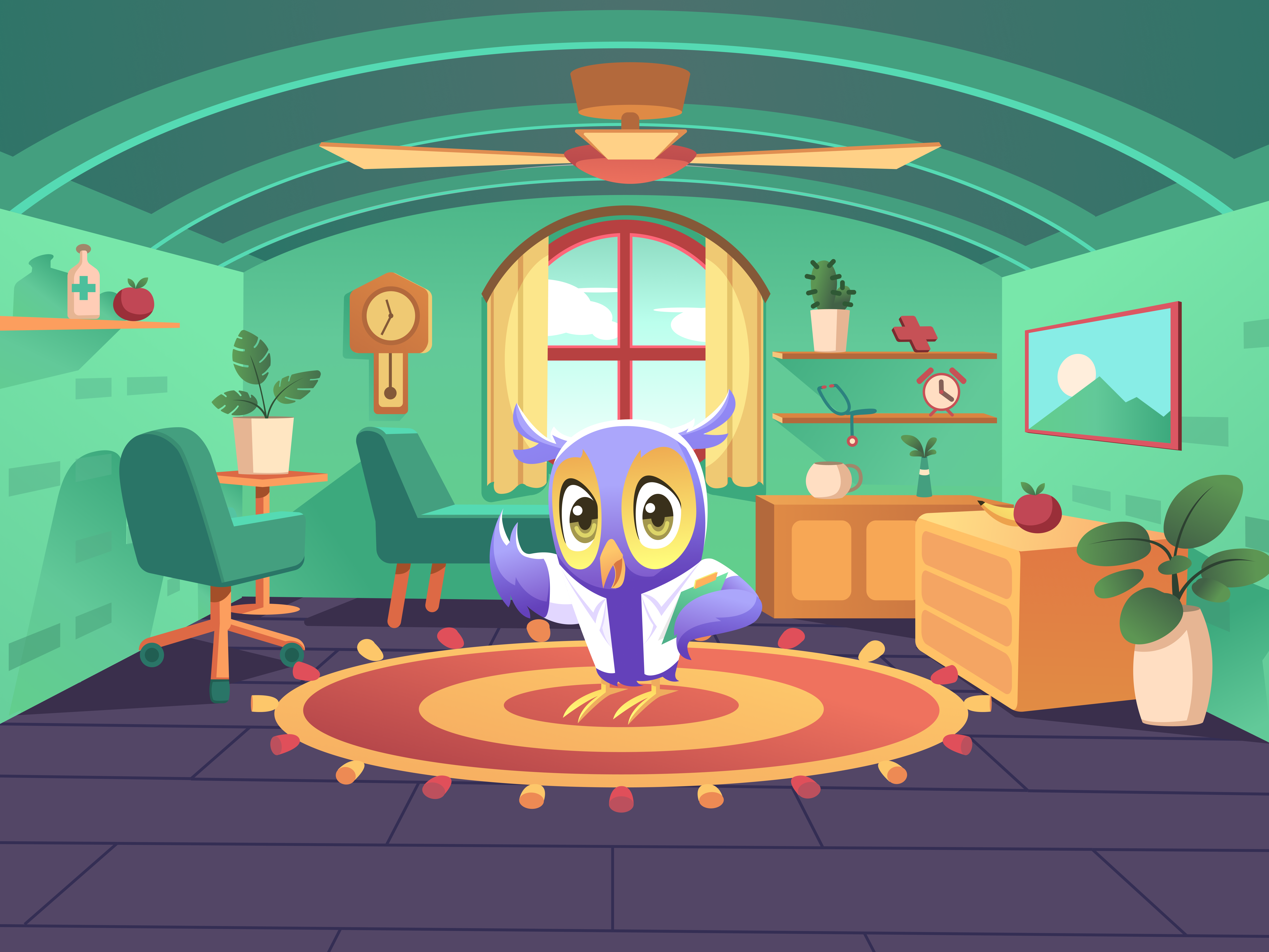 E-commerce Growth Doctor Auditor | Illustration Character Design character illustration design cute character design digital illustration e commerce illustration ecommerce auditor illustration flat illustration graphic design illustration illustration design illustrator mascot design owl character startup growth illustration vector illustration wellness illustration workspace illustration