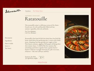 Elements | The Culinary Notes — Cookbook Guideline branding graphic design ui