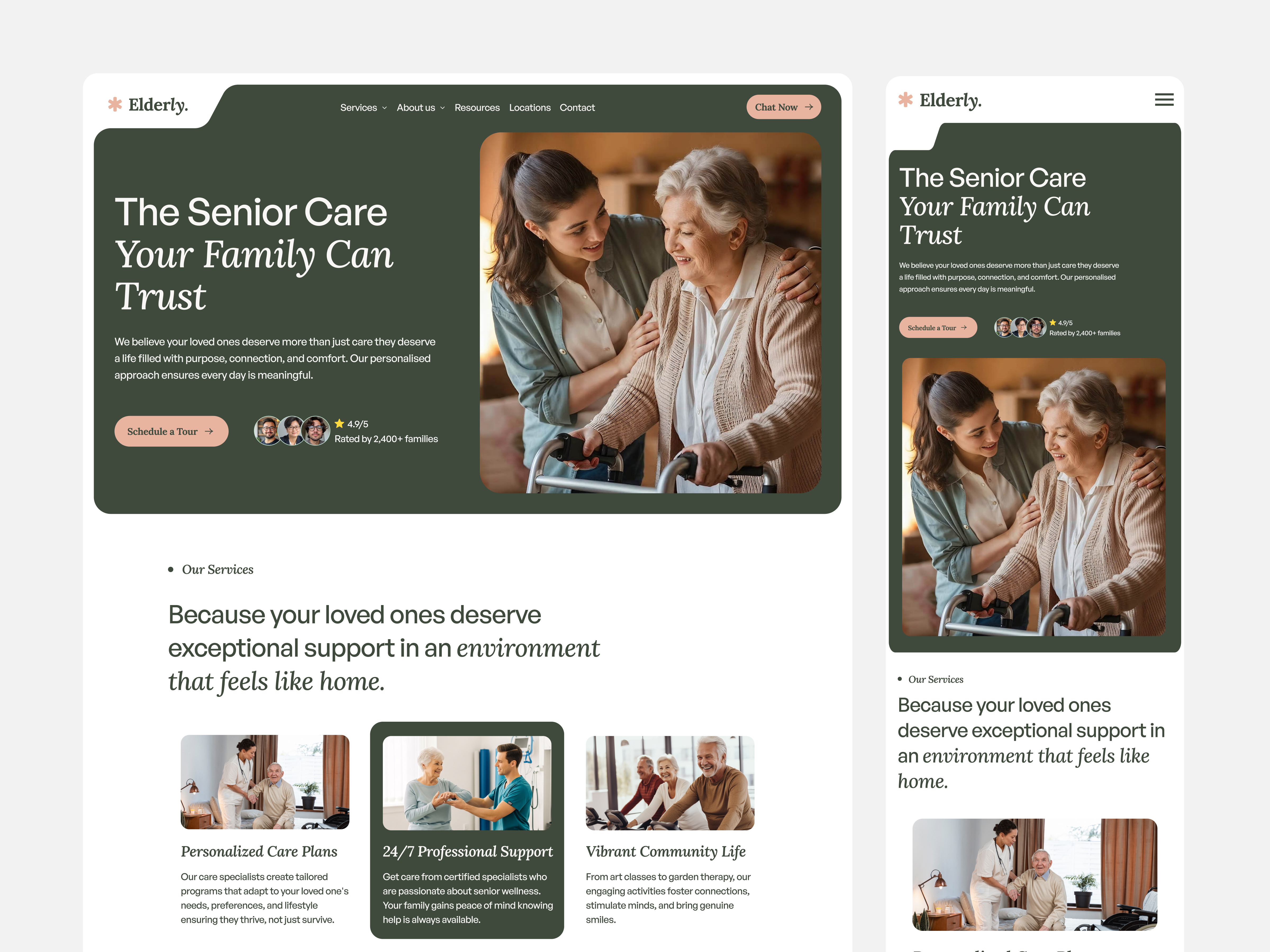 Healthcare Website Design elderly care website healthcare healthcare landing page landing page medical service website medical website modern medical website oripio product design responsive website design senior care platform service based landing page ui ux design web design webdesign website wellness wellness landing page