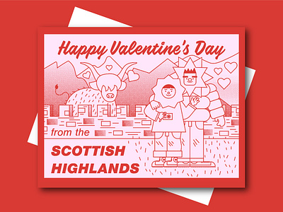 Happy Valentines Day Card adobe illustrator card cow design graphic design greeting card halftone happy valentines day hearts illustration illustrator love red romance scotland uk united kingdom valentine valentines day vector