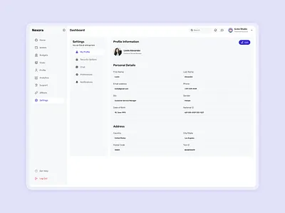 User Profile Settings Dashboard UI admin dashboard adminpanel dashboard dashboardui fintechui moderndashboard profilesettings saasdesign user profile uxdesign webappdesign
