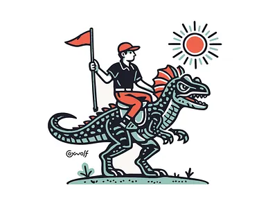 Dino State Golf Illustration advertising animal branding cartoon clothing dinosaur drawing flag golf graphic art illustration mascot outdoors packaging screen print sports sun vector vintage
