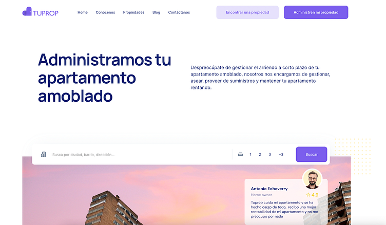 landing for furnished apartments by Alejandra Salgado on Dribbble