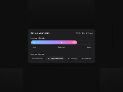 Mode UI card card dark dashboard design flat product ui ux