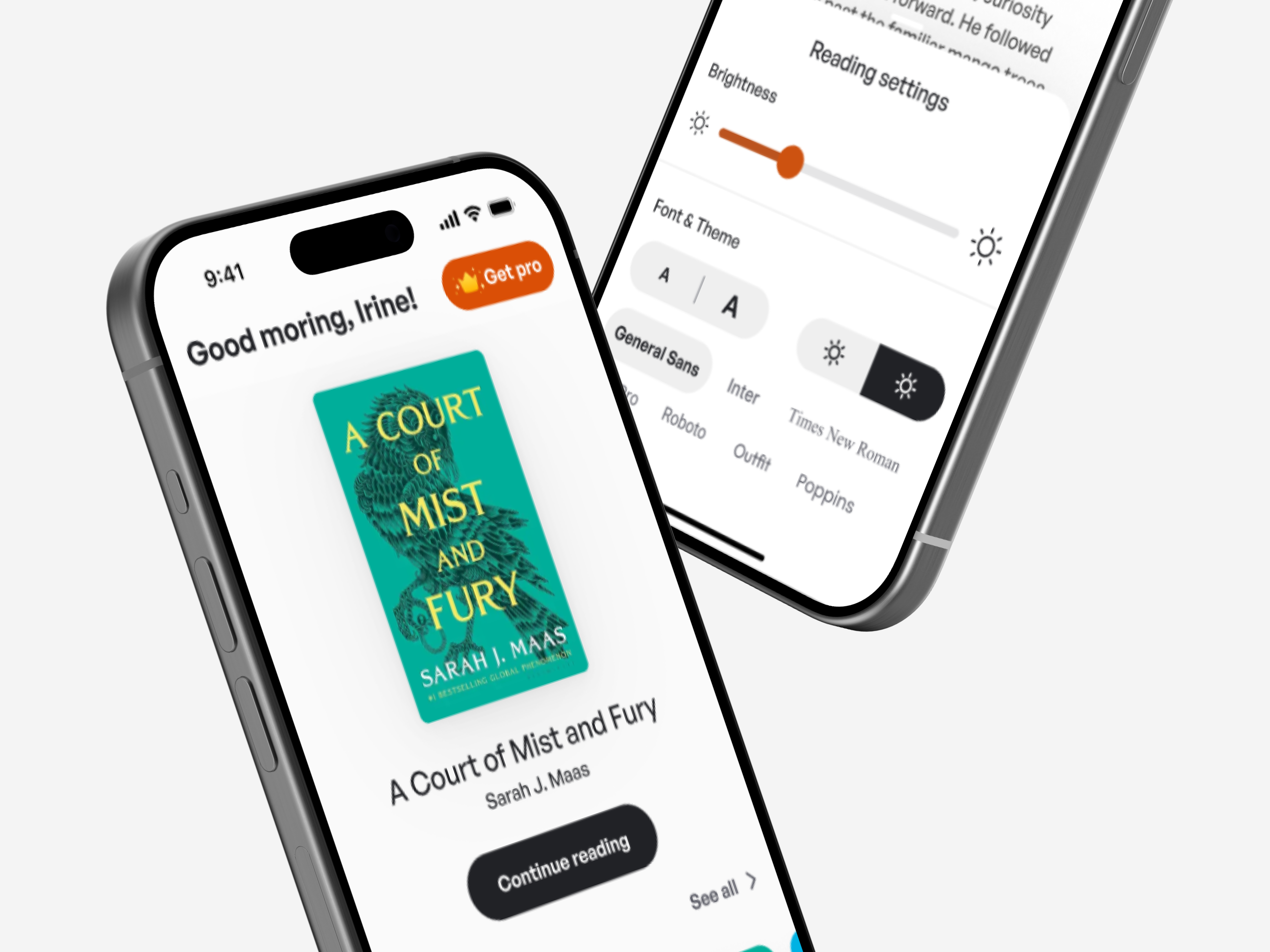 Book Reading App — Home Screen & Reading Settings