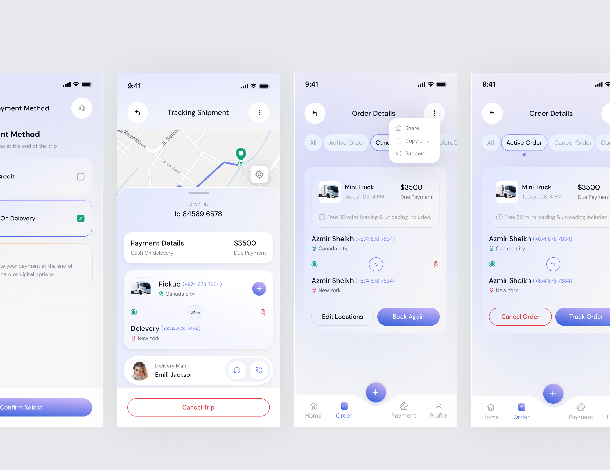 Example of Shipment - Tracking Mobile App UI Redesign