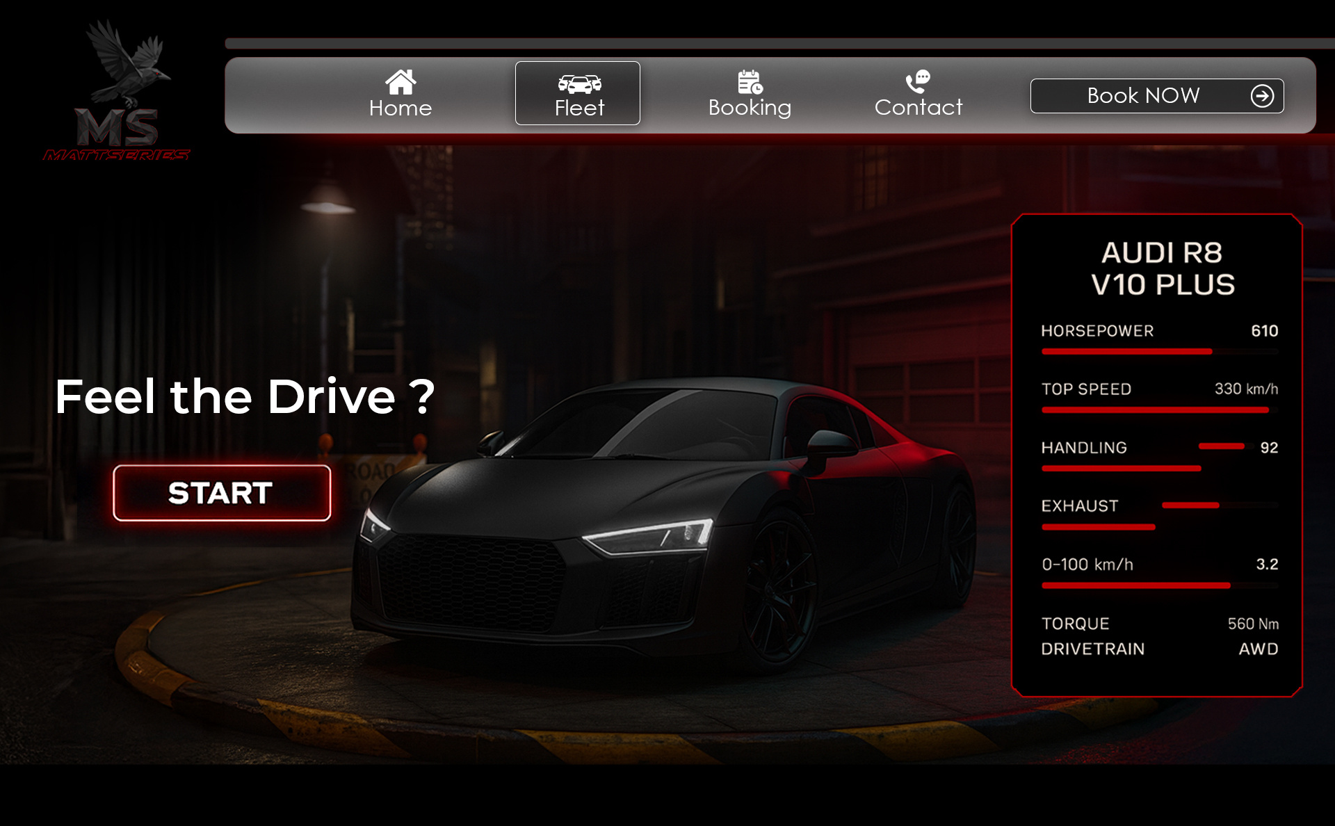 Luxury Sports Car Rental Website UI — Dark Premium Experience