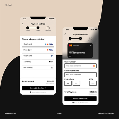 Daily Ui #002 Credit Card checkout app design graphic design ui