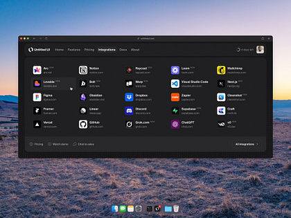 Integrations nav — Untitled UI