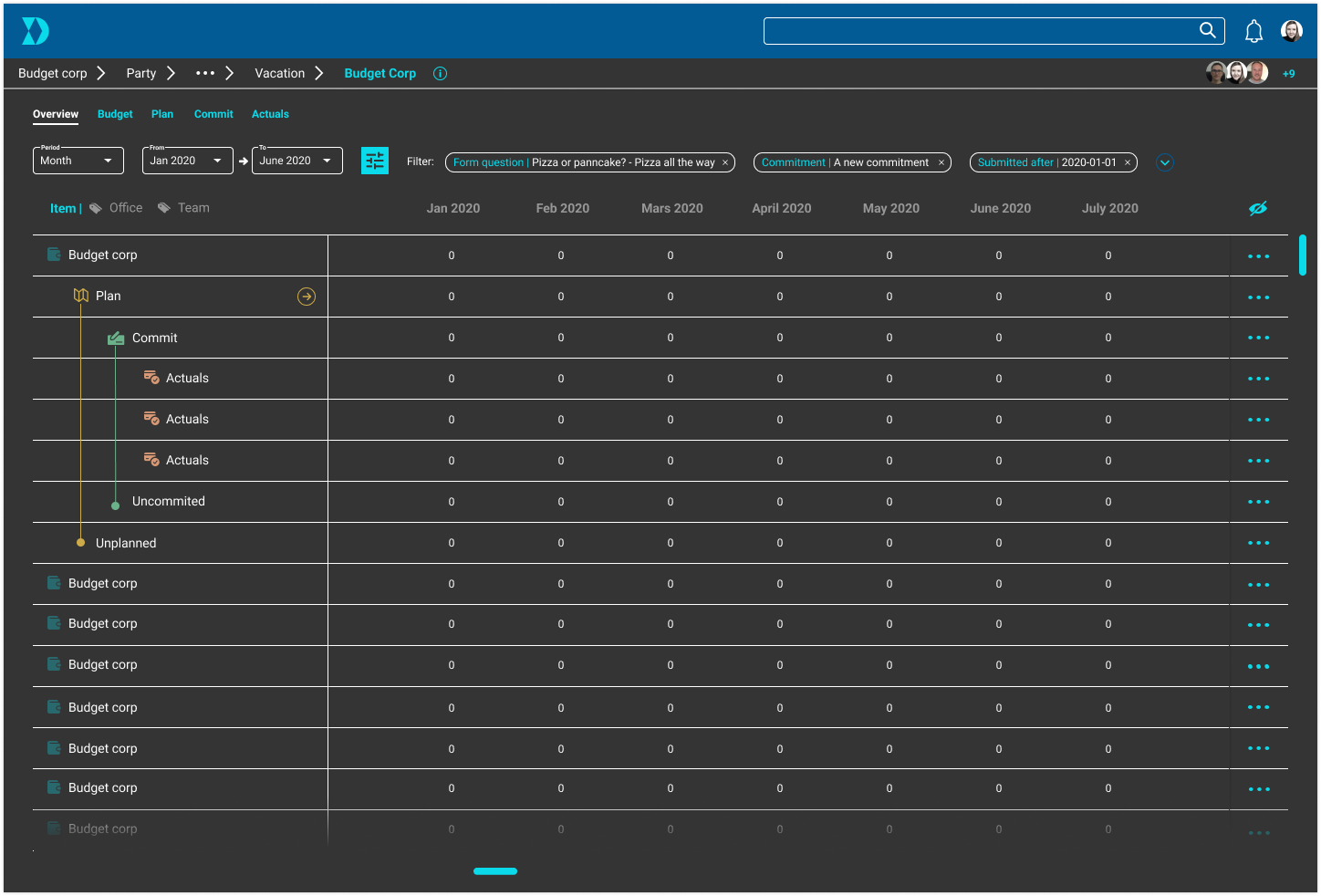 Budget tool - Dark mode