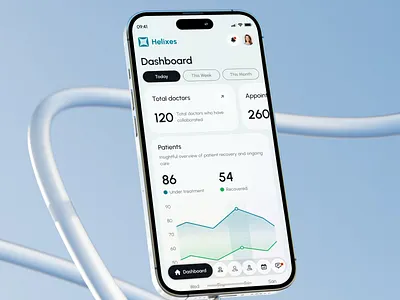 Helixes - Healthcare Management Dashboard App UI Kit app clean design doctor gblue health help hospitals minimal modern patients responsive statistics support ui ux website
