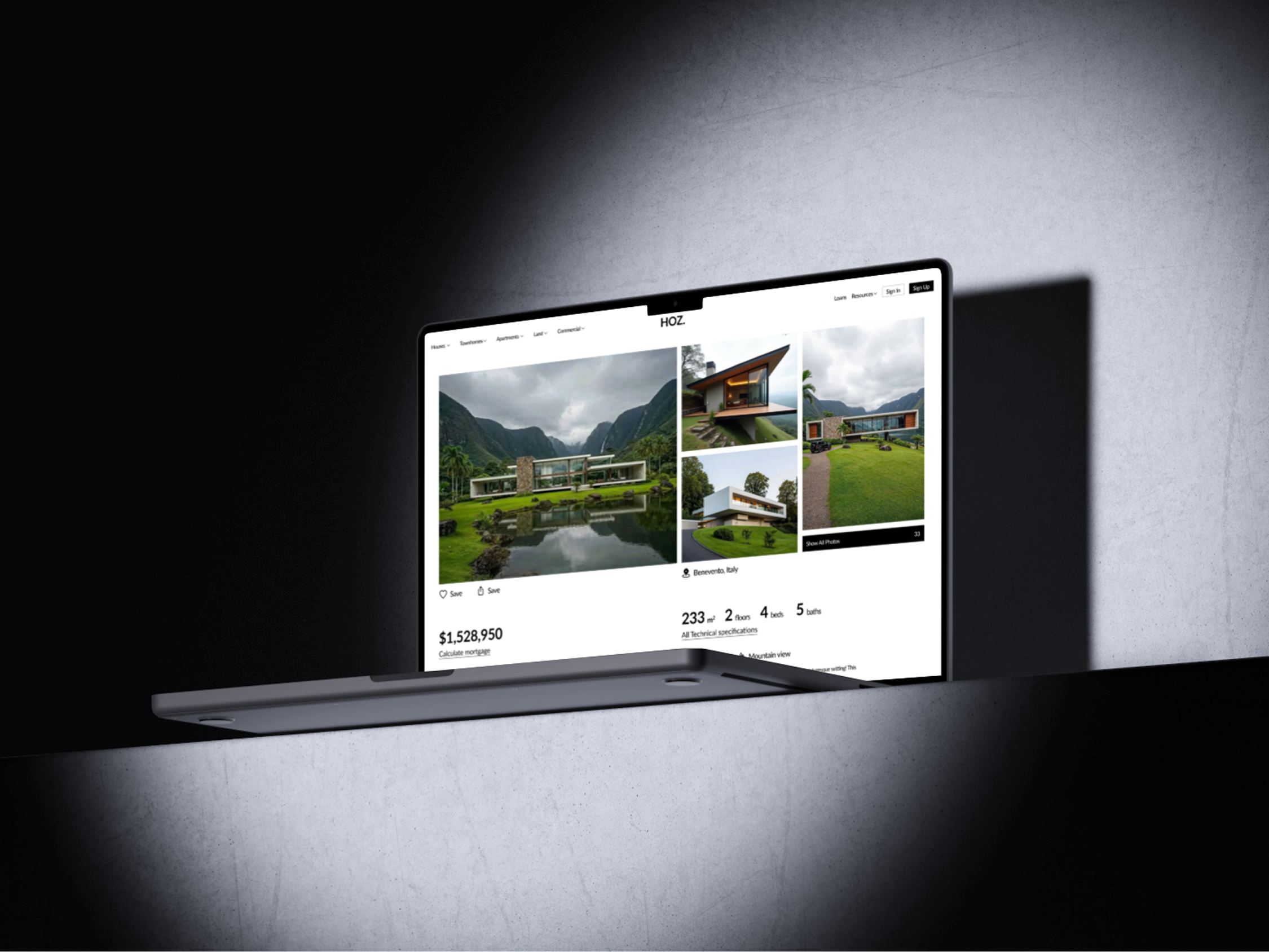 HOZ – The Ethereal Estate | Luxury Real Estate UI Design​​​​​​​ figma design framer landing page ui ui design webflow website website design