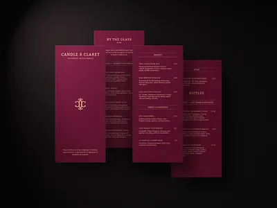 Candle & Claret — Wine menu design system brand identity branding editorial layout design luxury menu design print design quiet luxury typography visual identity wine list