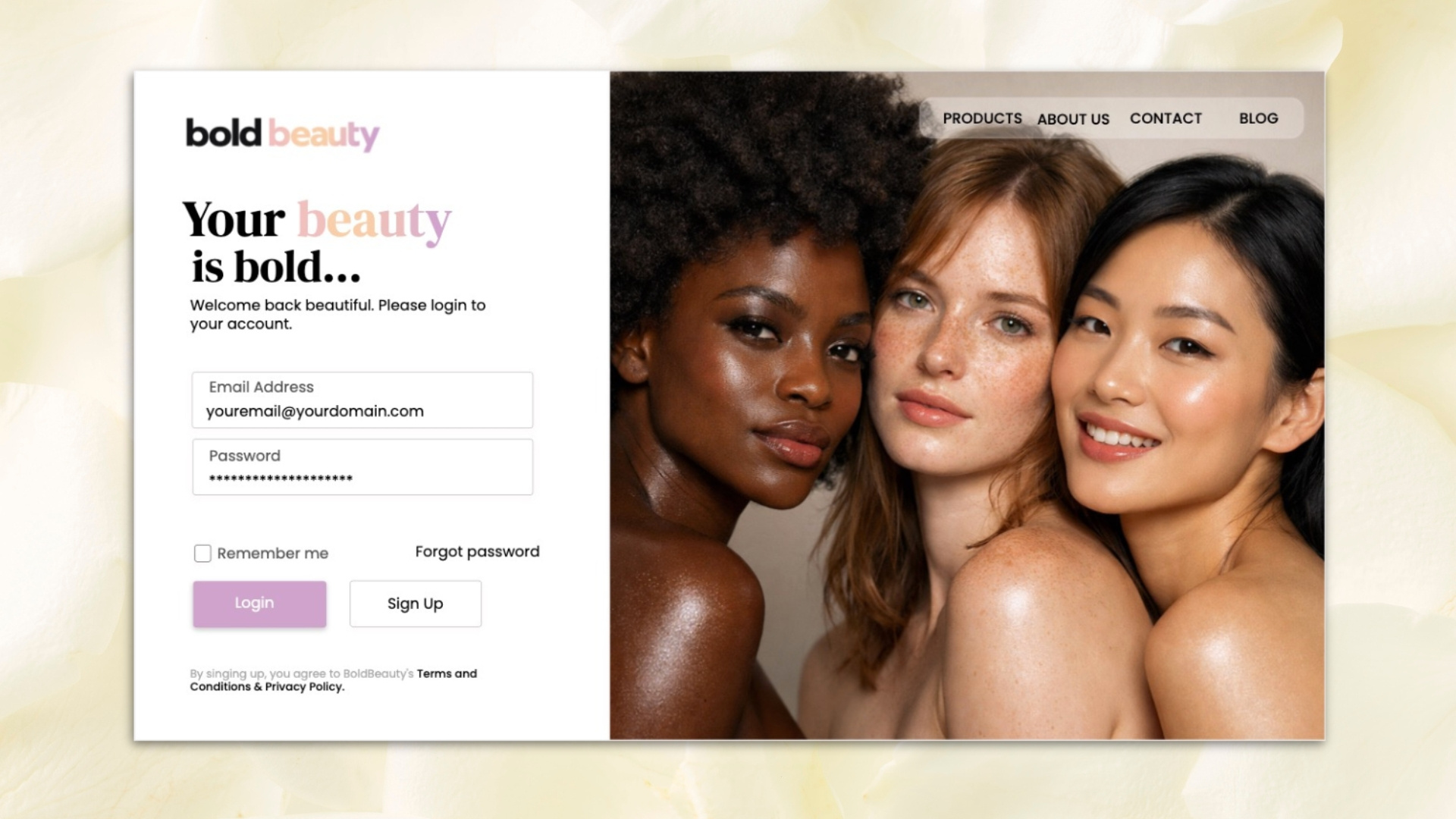 Bold Beauty (Login Concept) branding graphic design ui