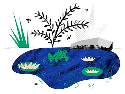 Texture Experiment - V2 animal app design drawing flat frog handmade icon illustration logo plants tech texture ui vector water