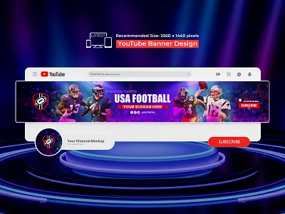 USA Football Professional YouTube Channel Banner Design art banner banner design banners branding channel channel logo cover design cover photo gamong graphic design logo sports sports banner ui usa usa football youtube banner youtube banner design