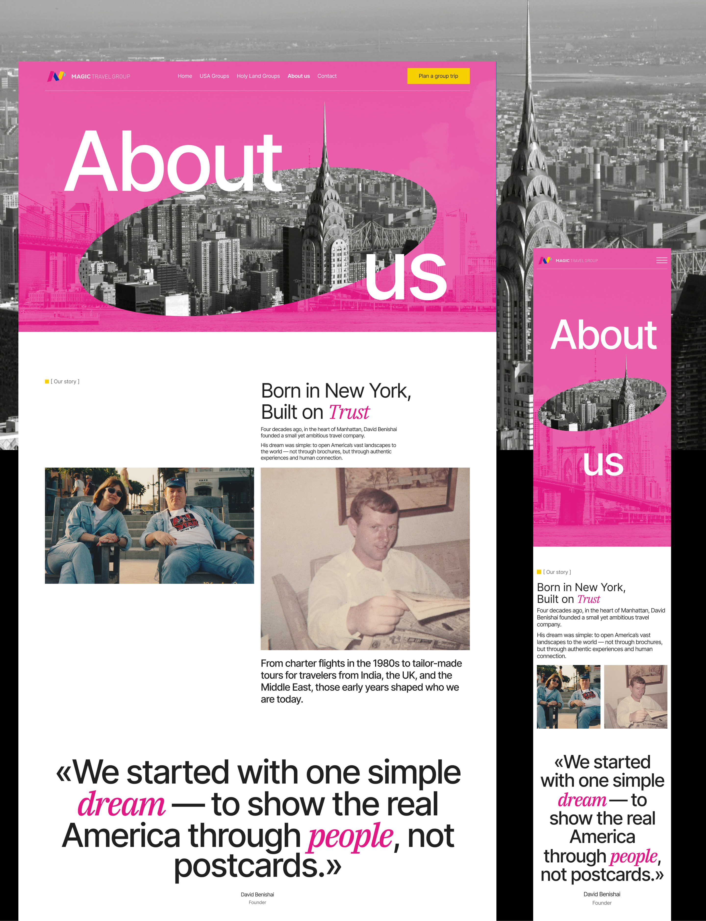 Magic Travel - About us Page ui web design