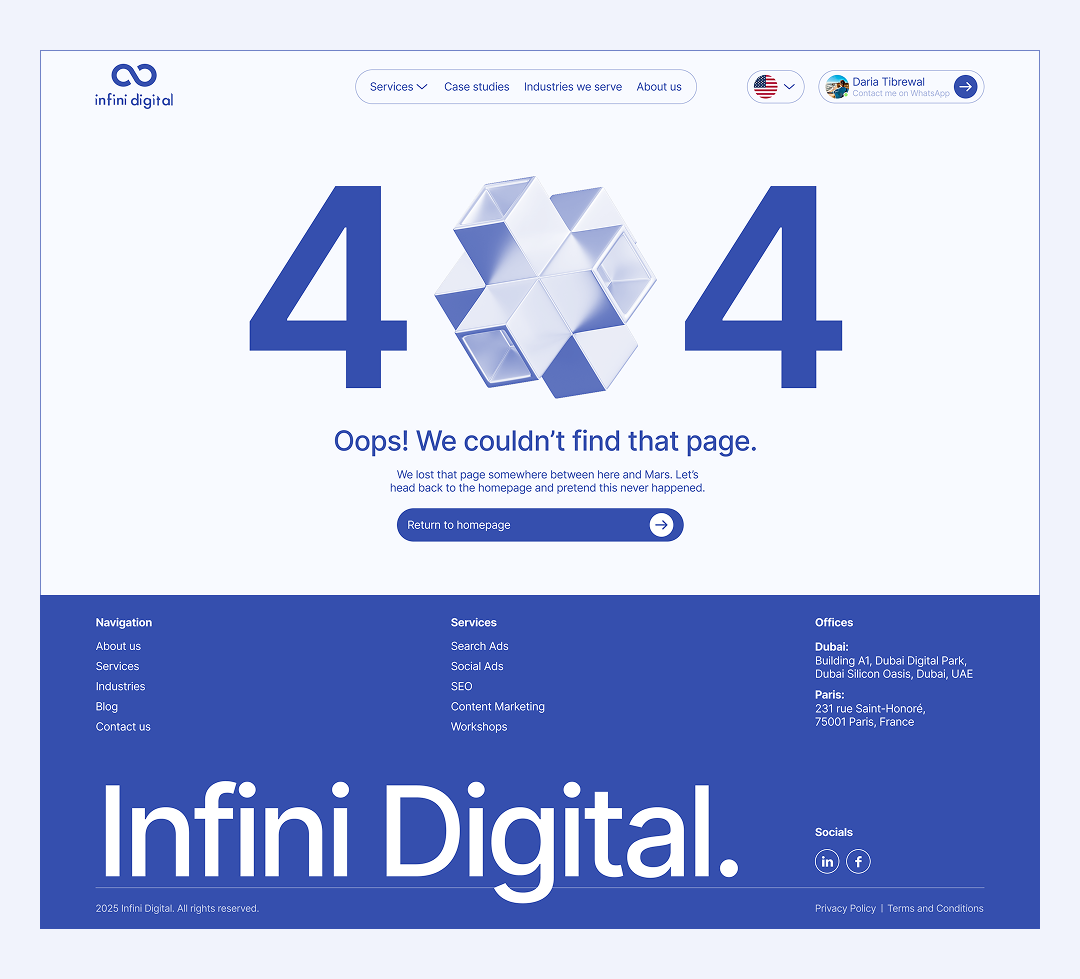 Infini Digital - 404 page ui