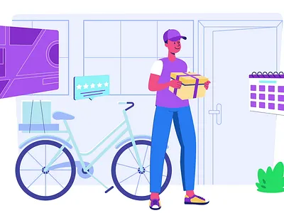 Delivery Animation of a Courier with Bicycle animation anticipation bicycle bike character city courier delivery express fluidity loop motion motiongraphics route staging timing velocity
