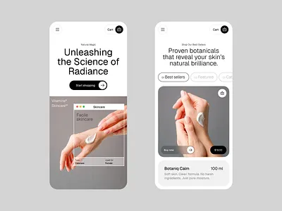 Minimalist Skincare UI – Clean, Calm, and Conversion-Focused app app design app ui branding clean design design ecommerce flat interface ios logo minimal ui mobile design orizon design product design skincare ui ux web web design