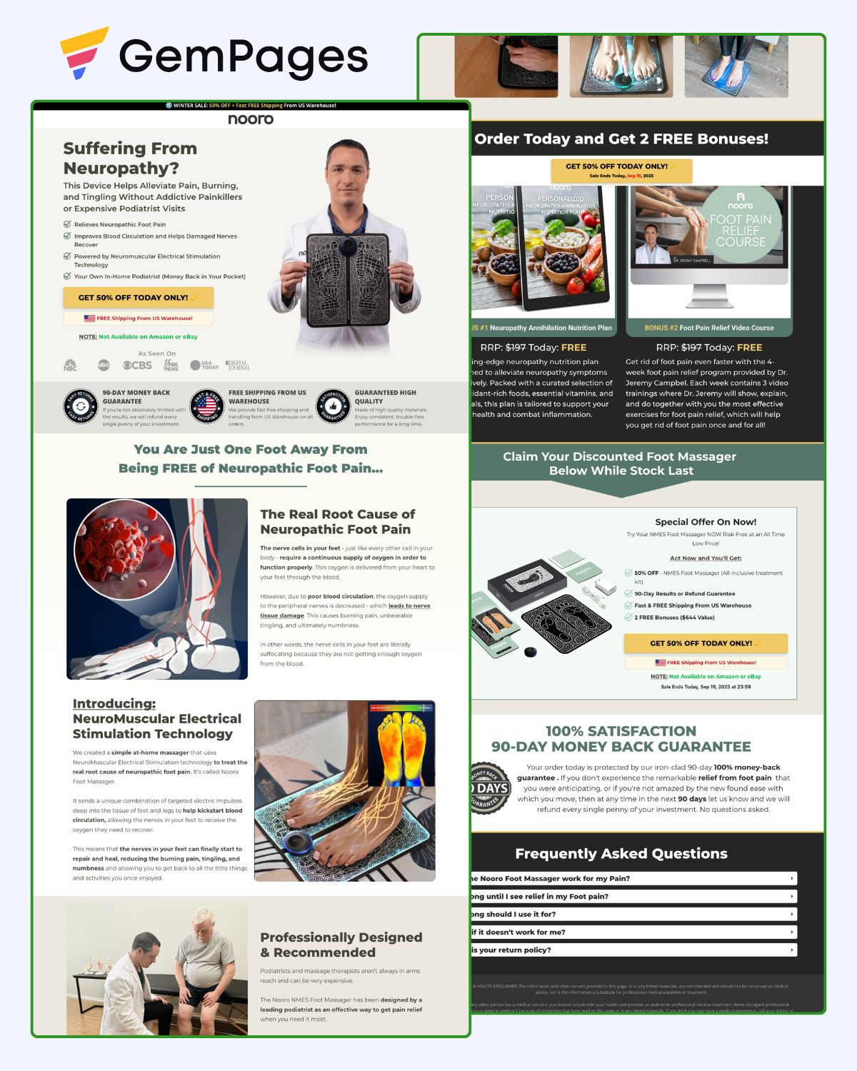 Nooro Foot Massager Product Page | Gempages Template gempages gempages expert gempages product page sample gempages template shopify shopify expert shopify template