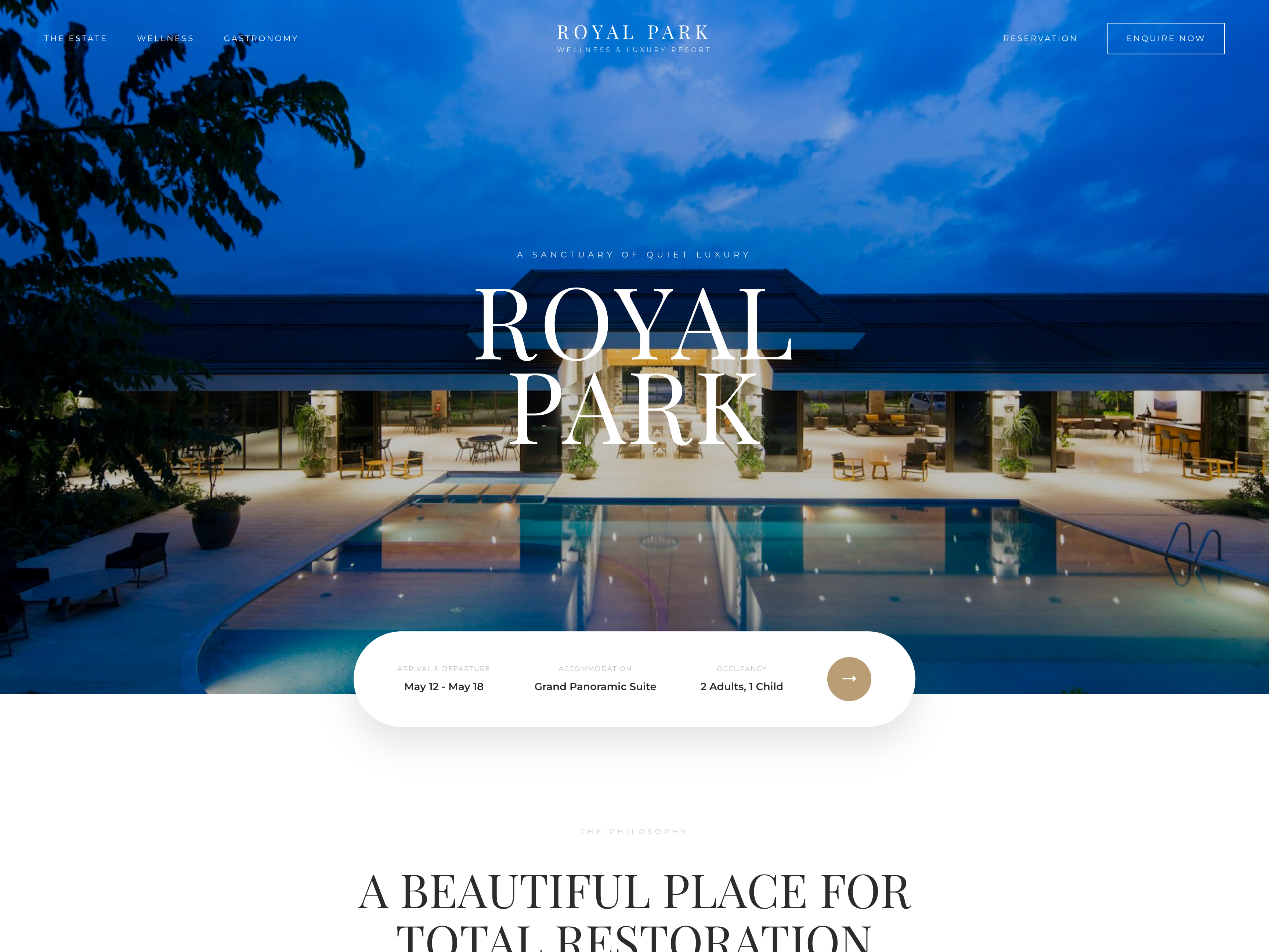 Example of Luxury Resort,Hotel,Hospitality Website 