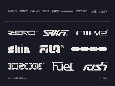 Wordmarks Roundup Vol07 bespoke branding brutalism collection custom display fila letter lettering logo nike roundup sports stencil typography utilitarian volume wordmark