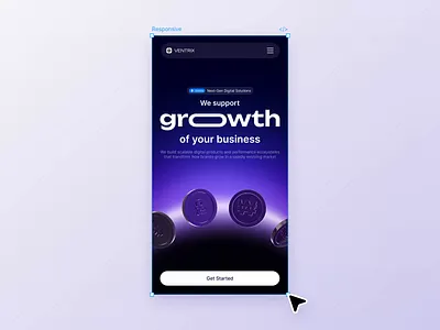 Digital Agency Website – Desktop to Mobile Transition Animation 3d adaptive ui animation blender crypto design figma interface landing page mobile design responsive design saas ui ui design ux web design