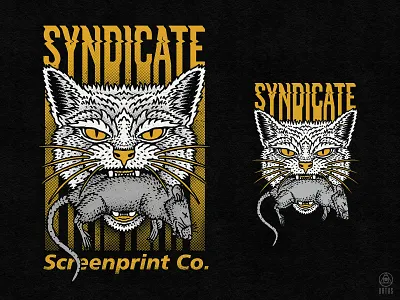 Syndicate apparel design cat dead graphic design grunge halftone illustration logo logo design merch design mouse print design punk rock rat screen printing sticker design t shirt design t shirt graphic usa