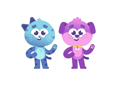 Mascots of all shapes and sizes adobe blue cat characterdesign cute cutecharacter dog feline illustration illustrator mascot mascotdesign muti pink
