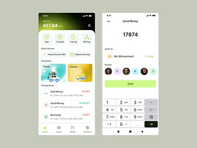 Fintech Mobile app appconcept appdesign bankingapp cleanui digitalwallet financeapp fintechapp fintechui mobilebanking mobileui moneytransfer paymentapp transactiondesign ui ui ux uidesign user experience uxdesign