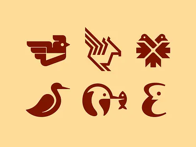 Bird Logo Collection abstract animal beak bird branding duck feather fish flat geometric heron icon logo logomark minimal negative space seabird stork symbol wing
