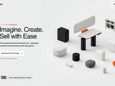Hero section experiment for an AI startup - 2 abovefold design ecom figma framer hero image startup website