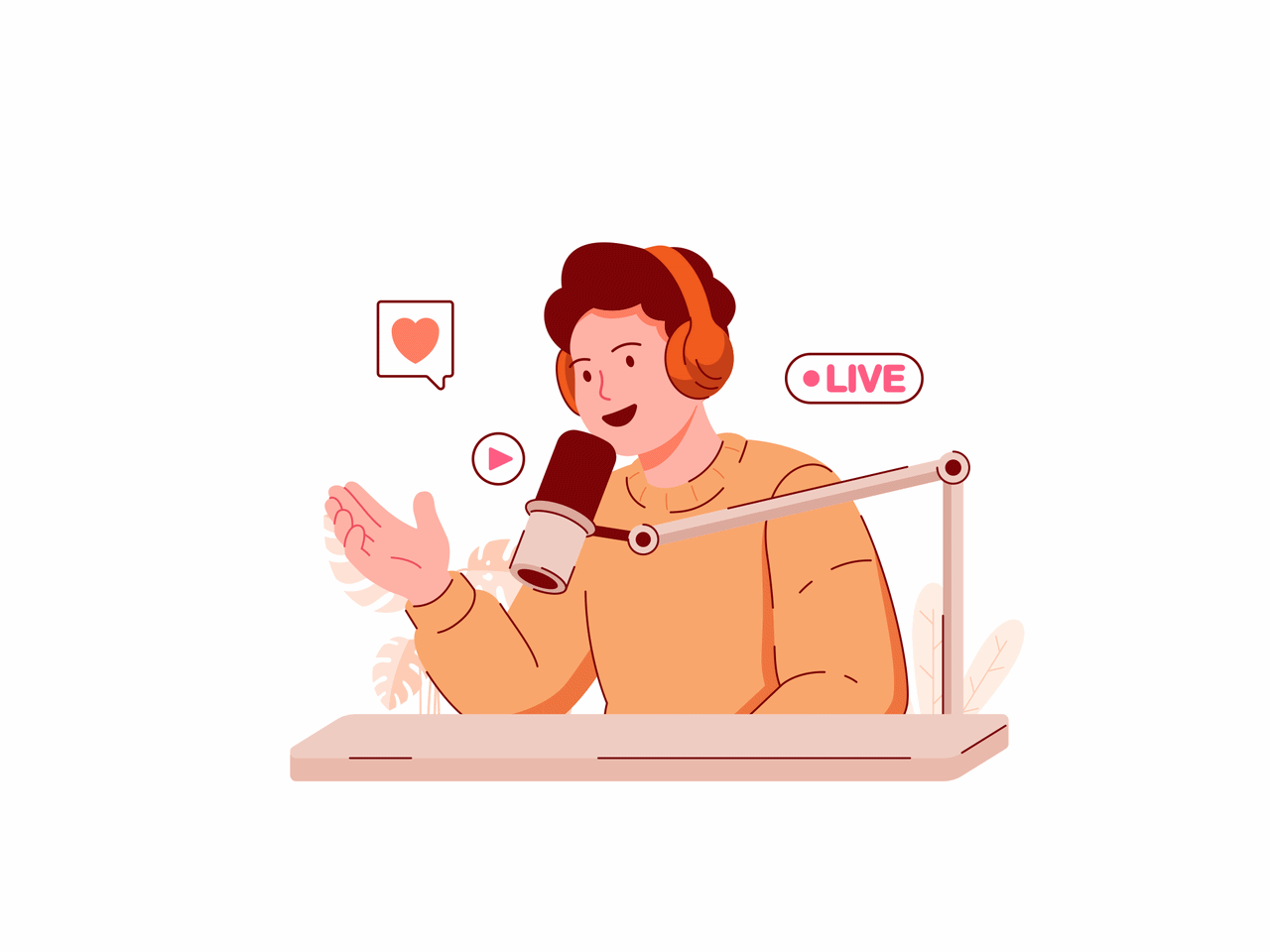 Live Streaming Podcast Animation animated illustration animation branding character design content creator creator economy digital marketing explainer video flat design live streaming minimal design modern illustration motion design podcast social media startup streamer ui elements vector illustration youtube