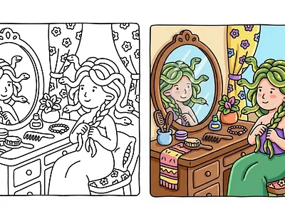 Coloring page 3 coloring page graphic design line art