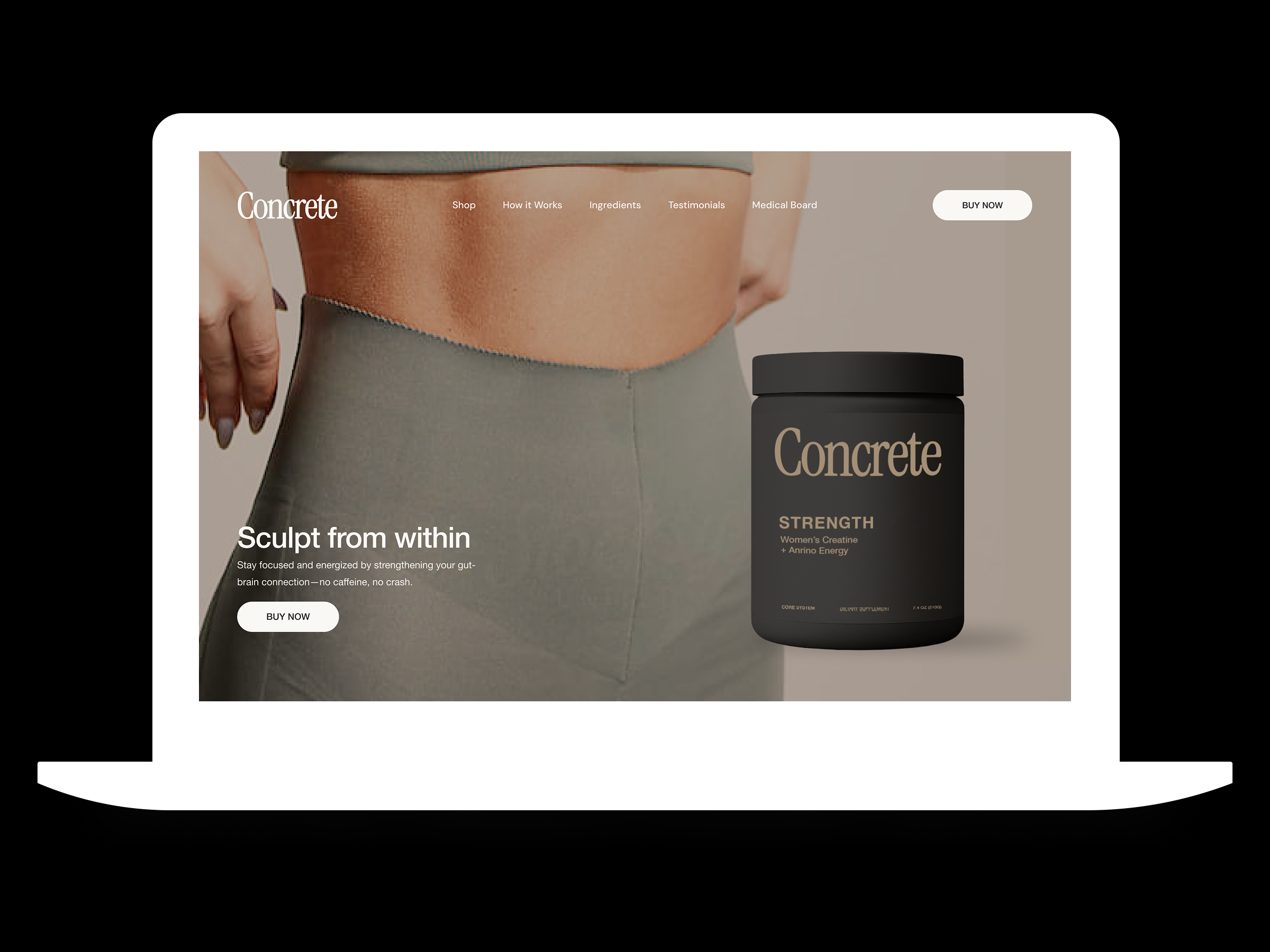 Concrete Supplement Branding branding clean minimallistic packaging timeless