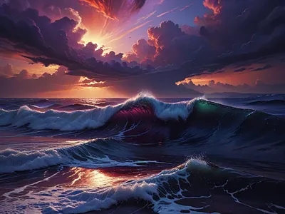 Stormy Ocean clouds colorful illustration landscape ocean reflections scenery scenic sky stormy ocean