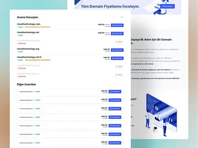 Domain Search Result Page data domain interface list ui ux website