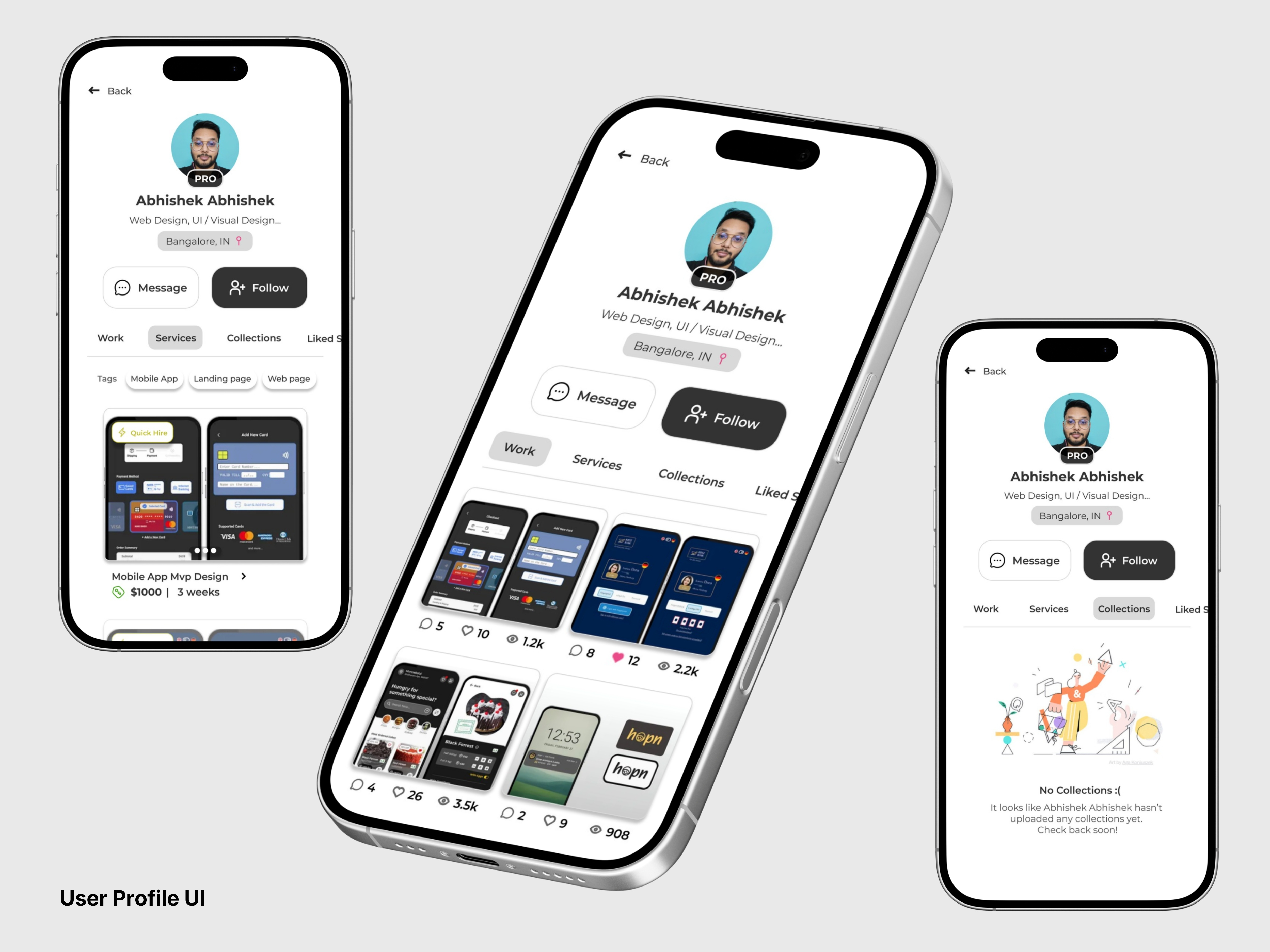 Mobile User Profile UI Design | Portfolio App | Daily UI 006 app design daily ui daily ui 006 dasboard ui dribbble design figma design interface design minimal ui mobile design mobile ui mobile ux modern ui portfolio ui product design profile ui social app ui ui design ui inspiration user profile ux design