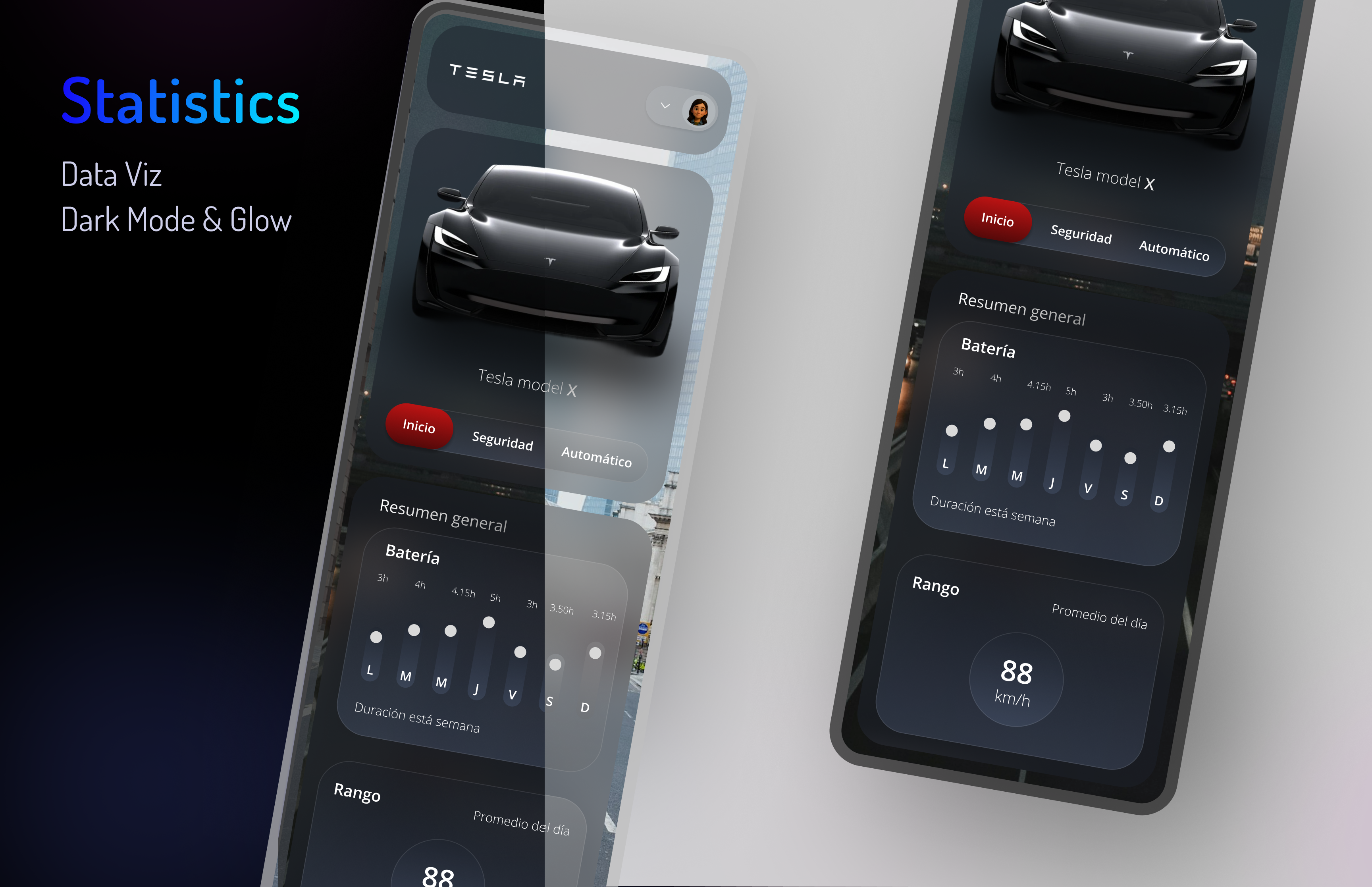 Statistics 3d ai design automotive ui button car mobile dark mode dashboard design data visualization design thinking figma glassmorphism hierarchy light mode tesla app ui user flow