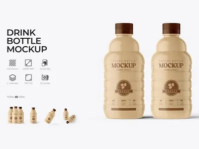 Beverage Plastic Bottle PSD Mockup beverage bottle bottle plastic bottle cocktail coffee cool drink drink bottle mockup energy drink juice label lemonade milkshake mockup packaging plastic plastic bottle mockup plastic drink bottle mockup smoothie