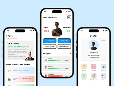 Glimpse of WiseMoney, a money management app. 10kdesigners app design expense tracking fintech money mangement app product design ui ux